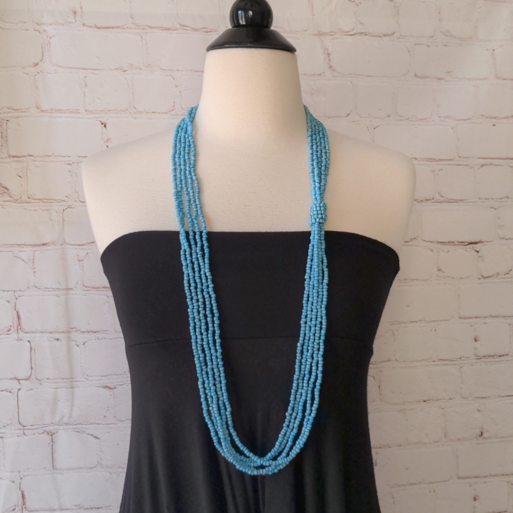 🌞🌞BOHO Turquoise Beaded Necklace Long Multi Strand Necklace Beachy Style